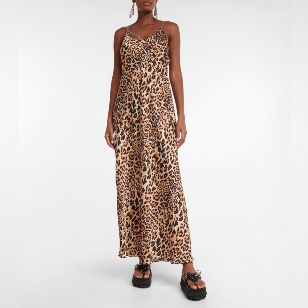 Paco Rabanne Leopard-Print Slip Maxi Dress-RRP$1250